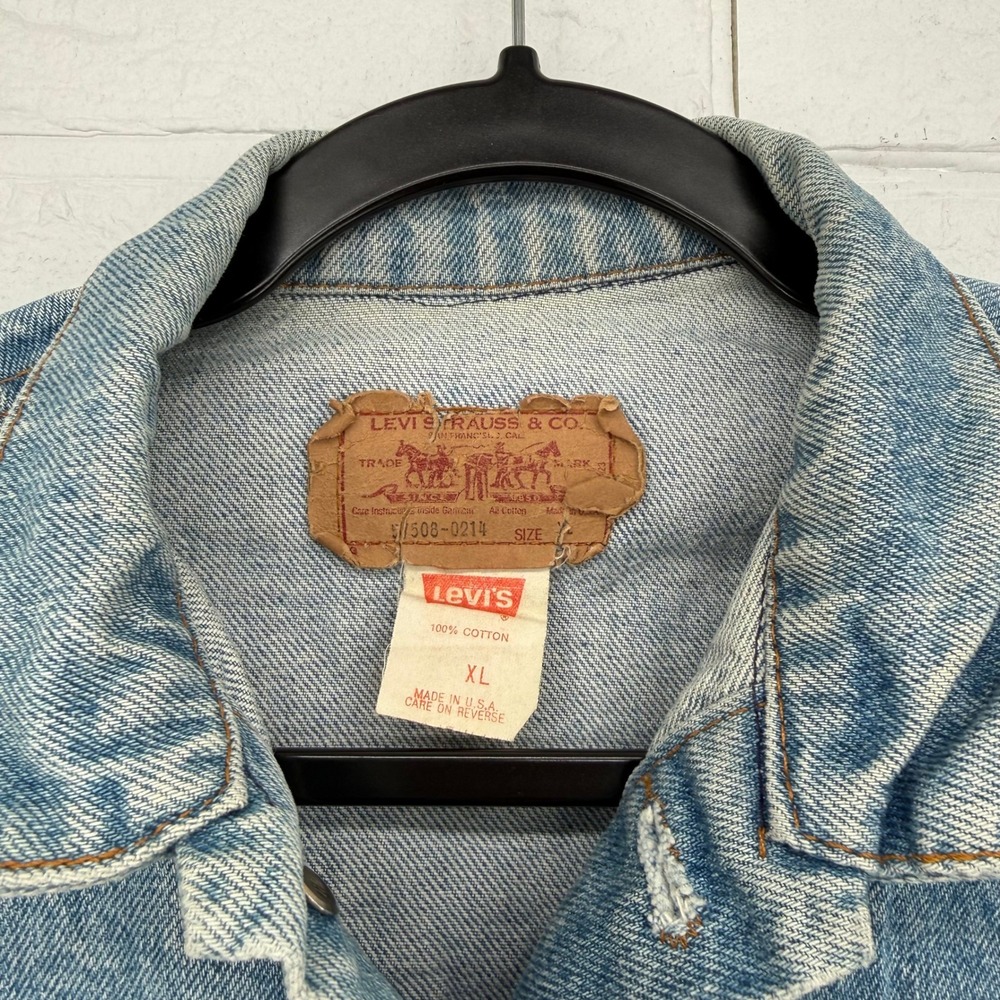 VTG 80s 90s Levis USA Light Wash Denim Trucker Jacket Oversized XL Streetwear - Picture 2 of 6
